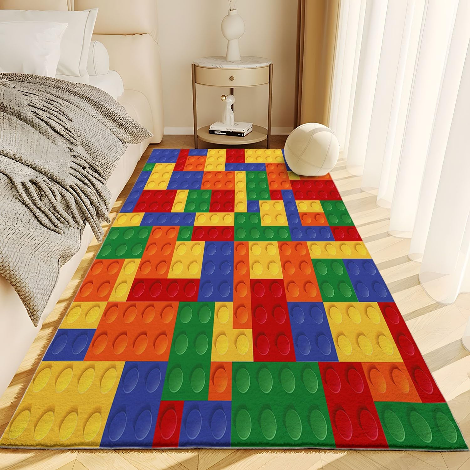 Dywany do salonu, geometryczne, kolorowe klocki do sypialni, dywan 120 x 170 cm, dywanik do salonu, antypoślizgowy dywan, dywan z nadrukiem 3D, nie gubi włosia, łatwy do czyszczenia