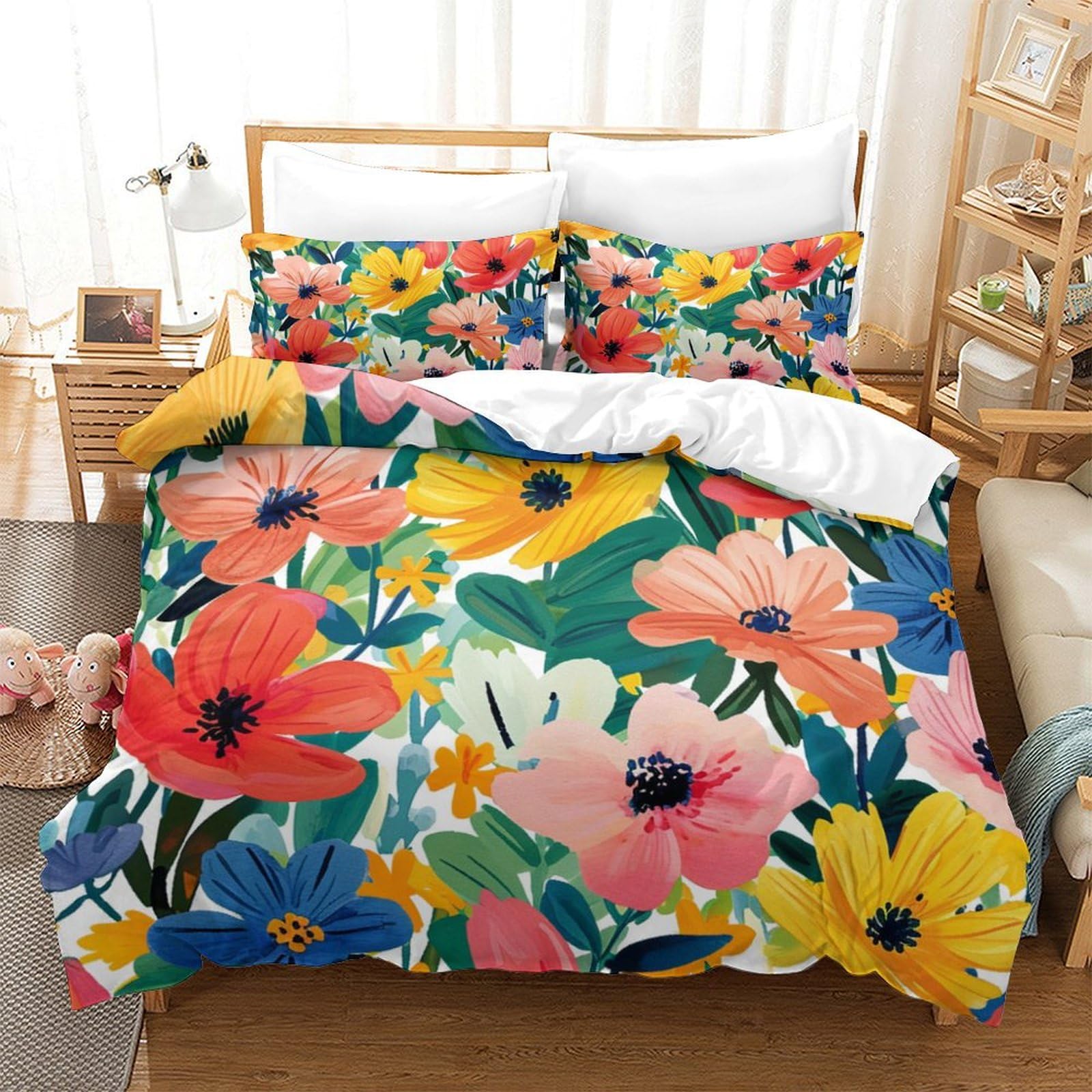 Parure de lit fleurs aquarelles pour transformer l'ambiance d'une chambre d'enfant