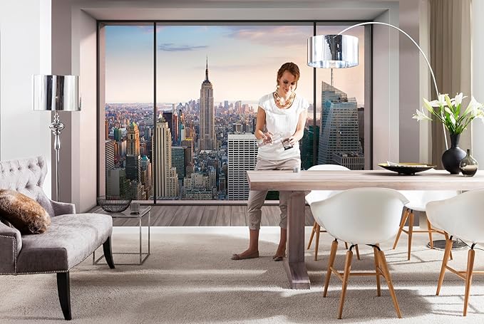 Komar Fototapete | PENTHOUSE | 368 x 254 cm | Tapete, Wandgestaltung, Wandtapete, Skyline, Stadt, Schlafzimmer, Wohnzimmer, New York, Manhatten | 8-916