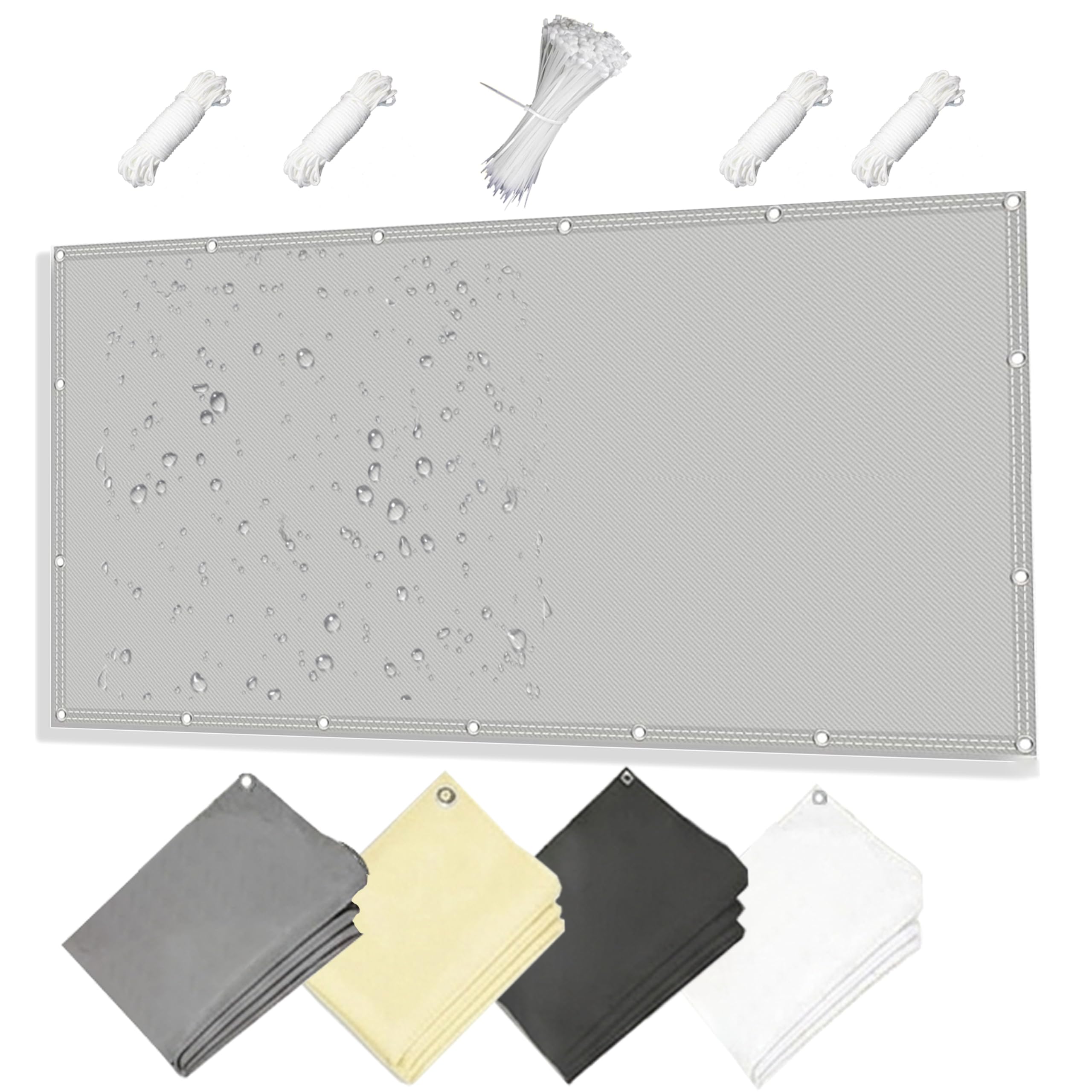 Sonnensegel Wasserdicht 2.1x3.5m Sonnensegel Garten UV-Schutz 95% Schattierungsnetz für Garten Terrasse Balkon Gewächshaus Sichtschutz Windschutz, Hellgrau