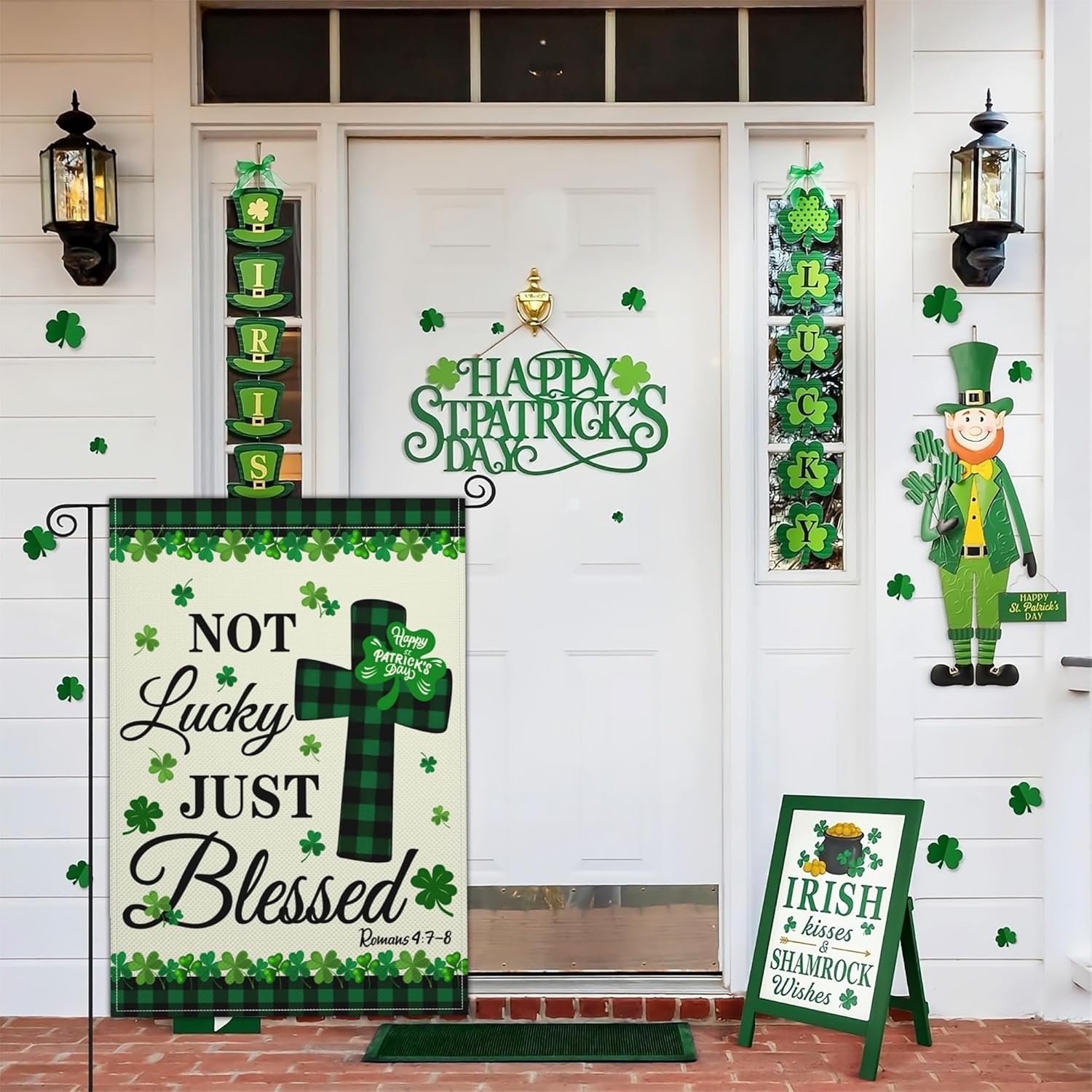 St Patricks Day Garden Flag 12×18 Inch Double Sided Happy St Patrick's Day Yard Garden Flags for Outside Shamrock Lucky Irish Blessing Garden Flag Outdoor House Holiday Decorations - Image 2