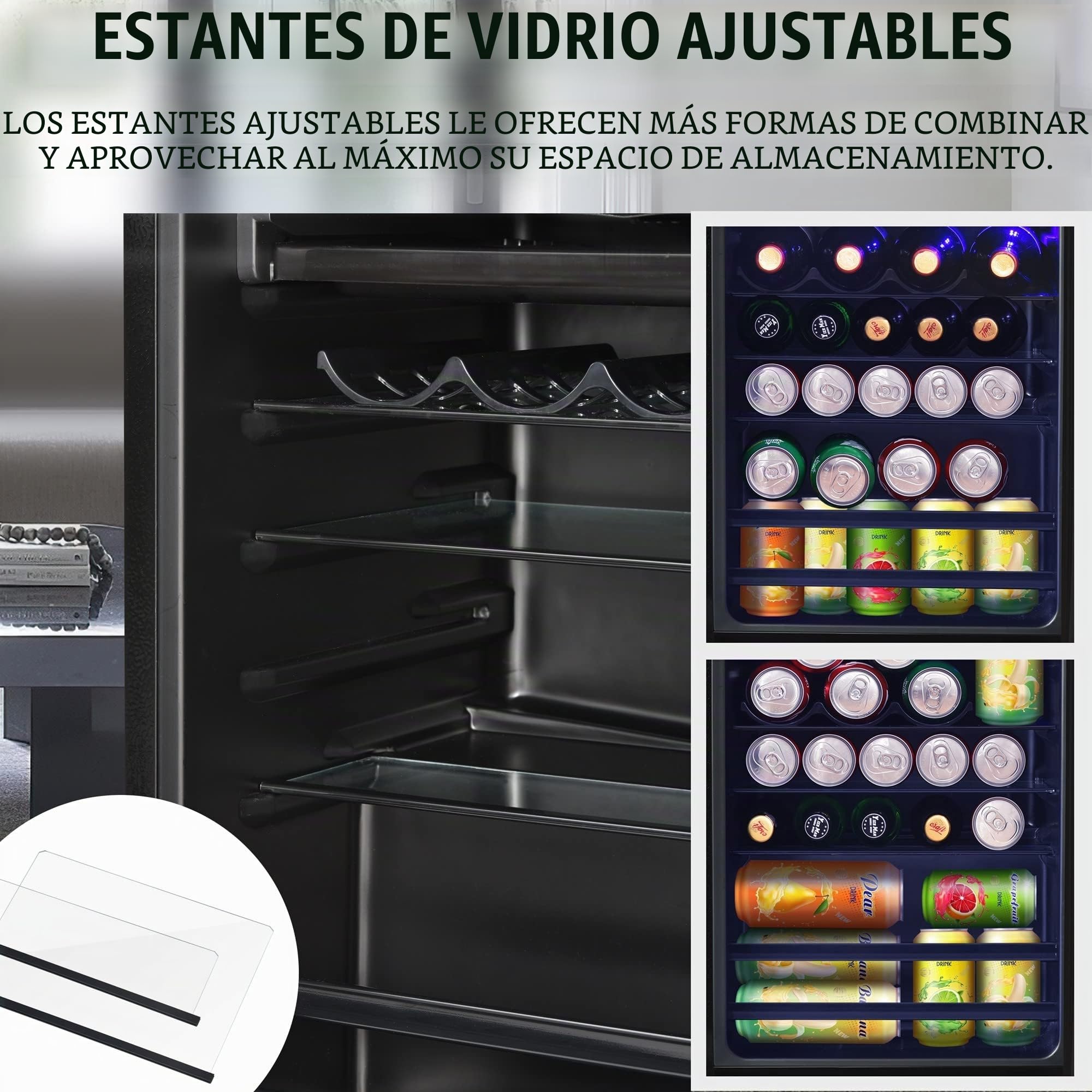 Mini Frigorífico con Congelador, Nevera Silenciosa de 6L+70L, Baldas Regulables