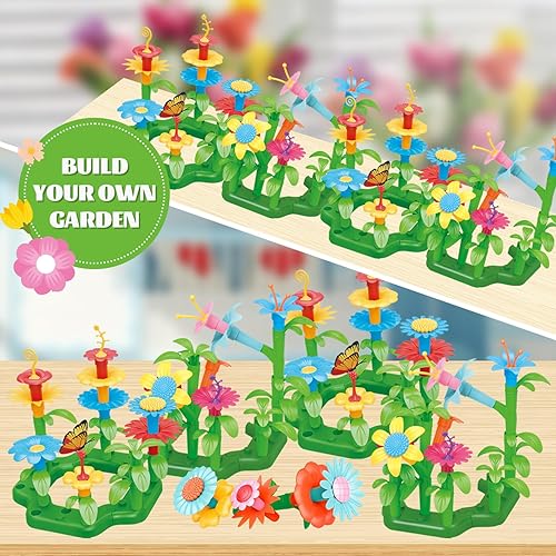 Miniatura 4 de ELF PLAZA 181 juguetes de construcción de jardín de flores STEM para niñas de 3, 4, 5, 6 años, actividad educativa para preescolar, kit de juguetes