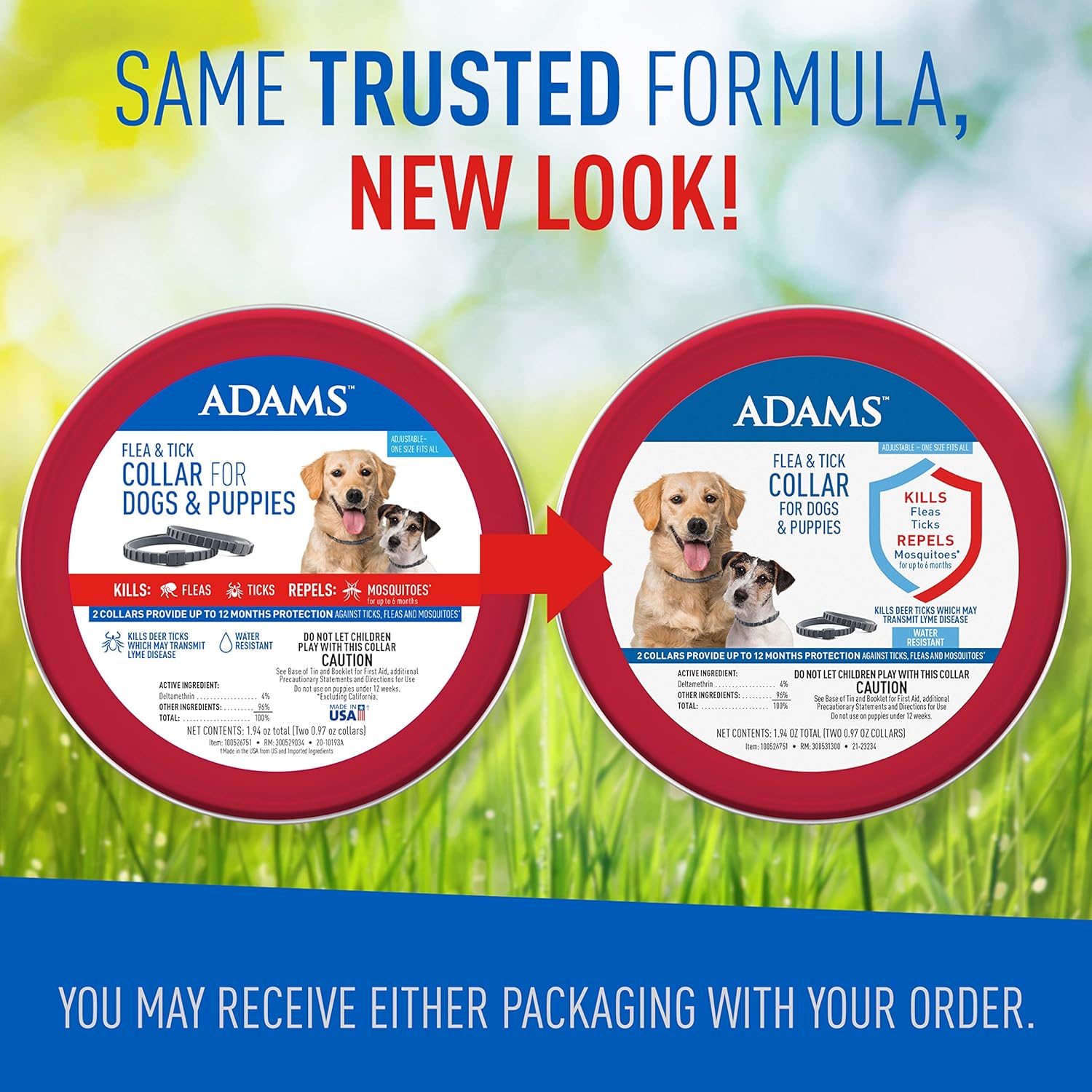 Adams Flea & Tick Collar for Dogs & Puppies | 2 Pack | 12 Months Protection | Adjustable One Size Collar Fits All Dogs 12 Weeks & Older | Kills Fleas & Ticks | Repels Mosquitoes (excluding California) : Pet Supplies