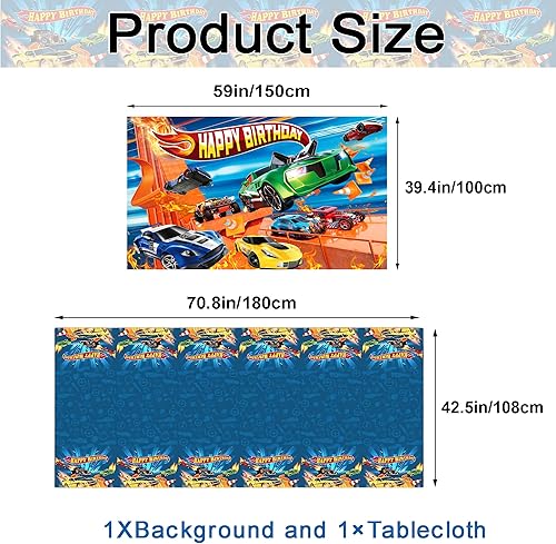 Vista 5 de 52 decoraciones de fiesta de cumpleaños de auto caliente, suministros de fiesta de cumpleaños para auto caliente, incluye pancarta, telón de fondo