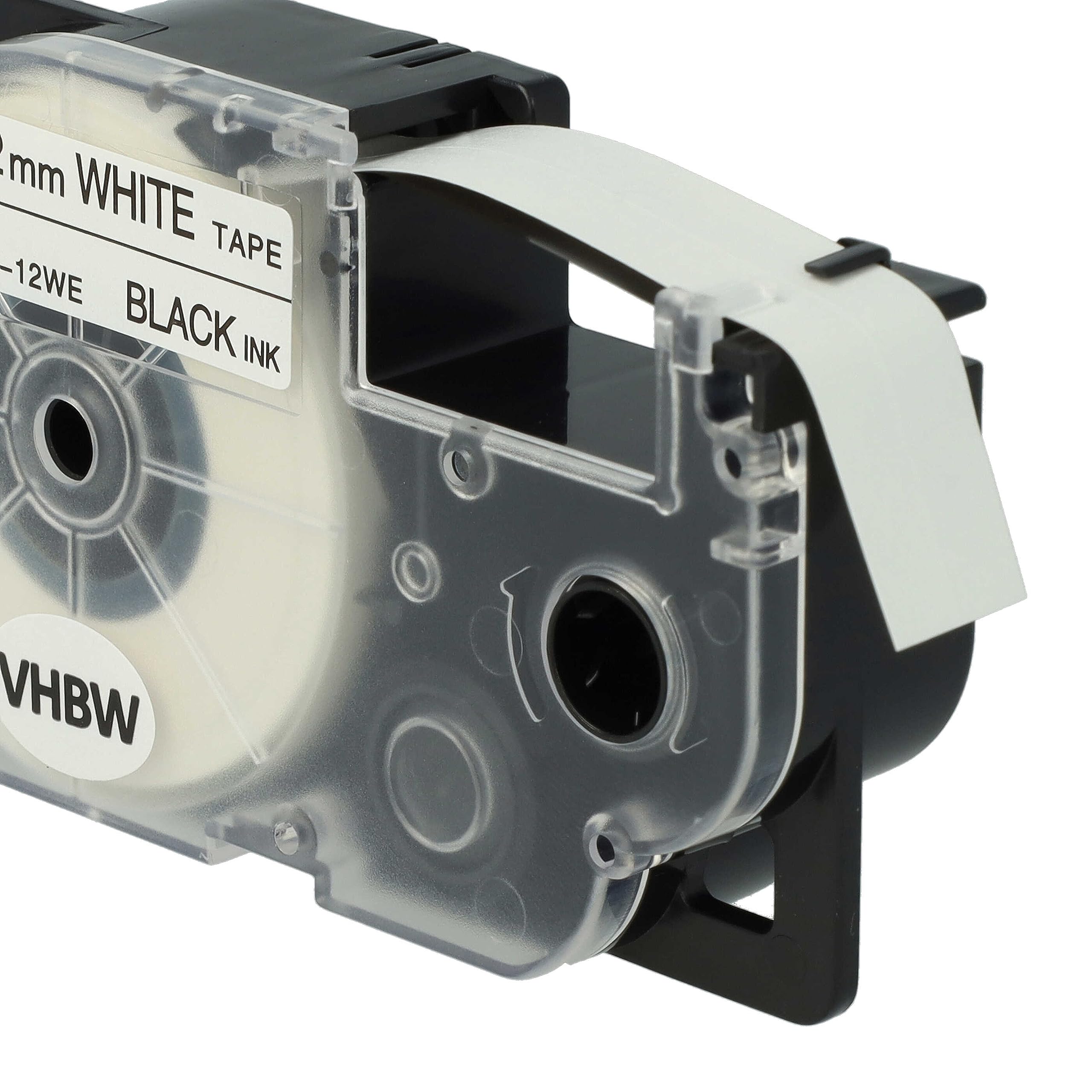 vhbw 50x Cassetta nastro sostituisce Casio XR-12WE, XR-12WE1 per etichettatrice 8m x 12 mm nero su bianco