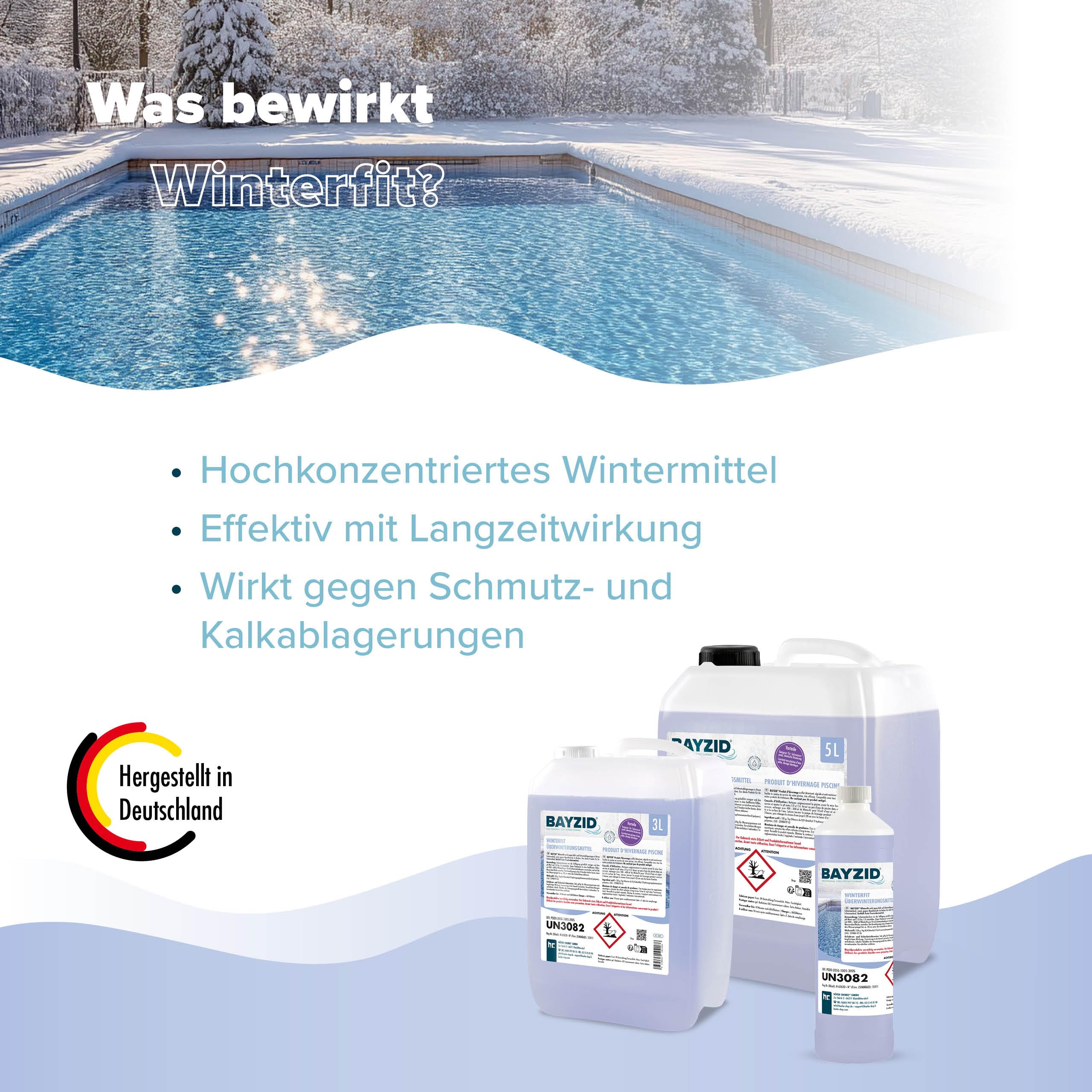 Höfer Chemie 4 x 5 L Pool Wintermittel - BAYZID Winterfit Überwinterungskonzentrat für Schwimmbad und Pool