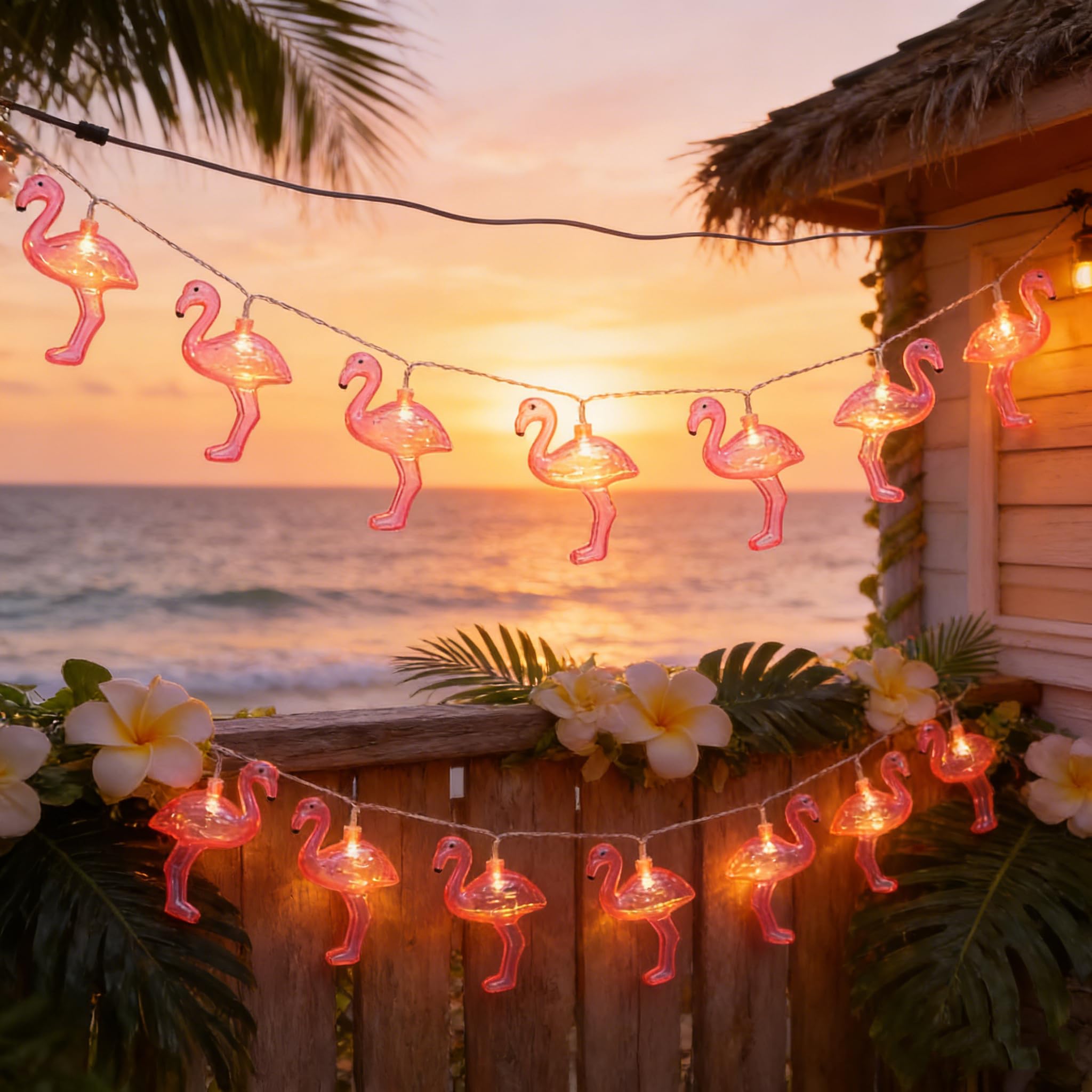 Guirnalda de Luces de Flamenco, 3m 20 LED Cadena de Luces de Flamenco, Guirnalda de Luces Tropicales de Verano, Guirnaldas Luminosa para Fiestas Hawaianas, Verano, Playa
