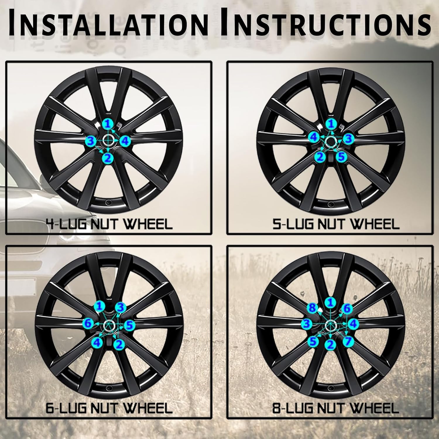 Set of 24 12x1.5mm 13/16 Hex 1.87 Inch Length OEM Factory Mag Lug Nuts, for Tacoma 4 Runner FJ Cruiser Matrix GX470/ GX460 SR5 Pre-Runner TRD Off-Road Limited