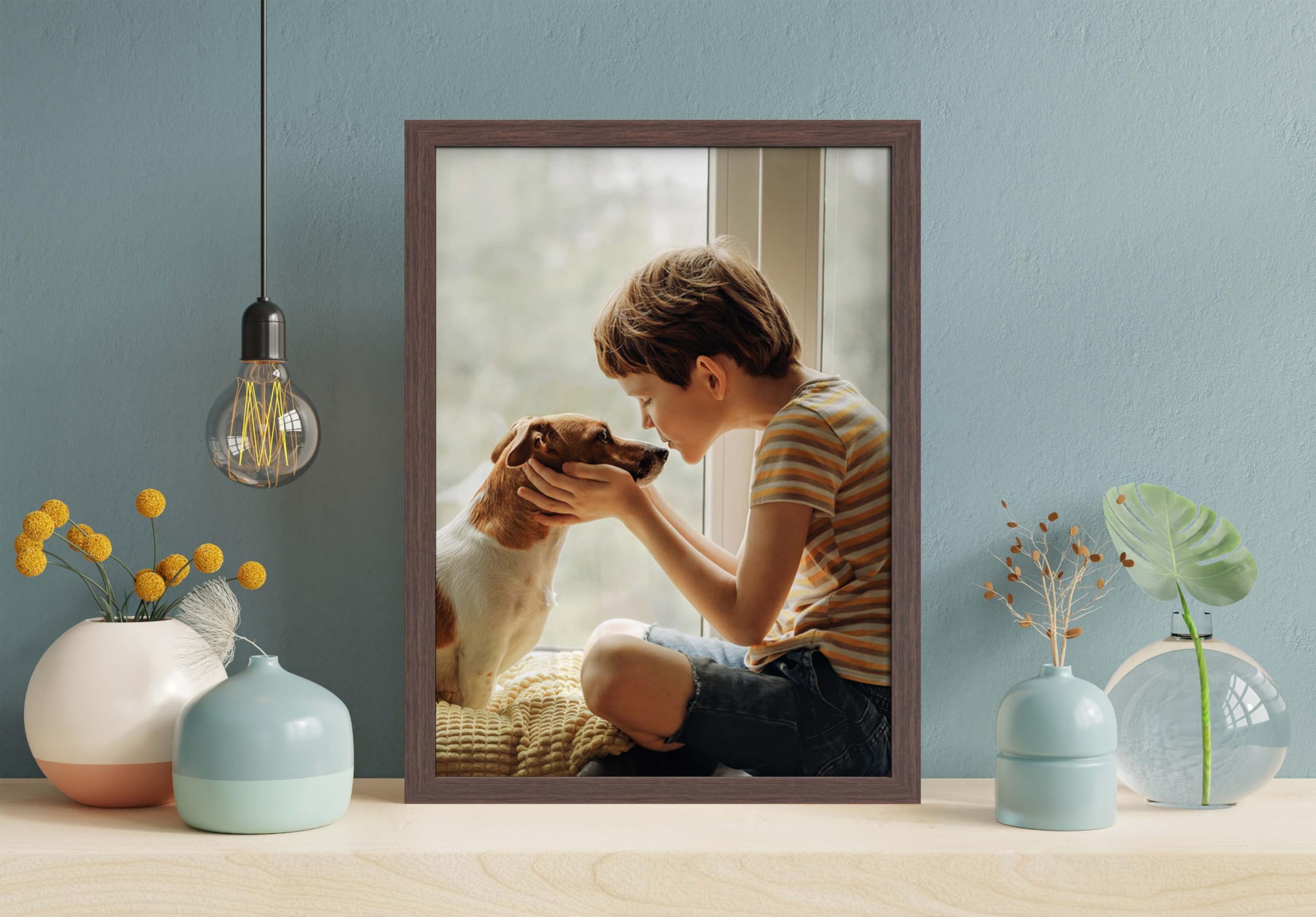 KLASSIKO Bilderrahmen für PUZZLE in Walnuss (80x60 cm), Wandbilderrahmen für PUZZLE für Poster, Bilder & Gemälde