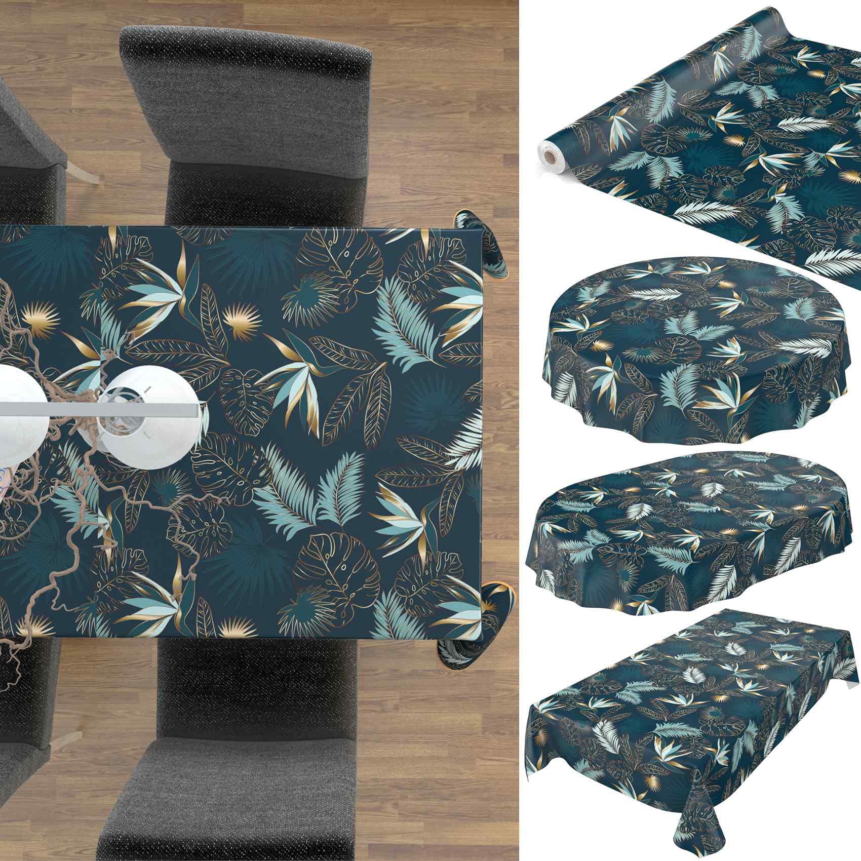 Anro Nappe en toile cirée, lavable, couleur marbre gris