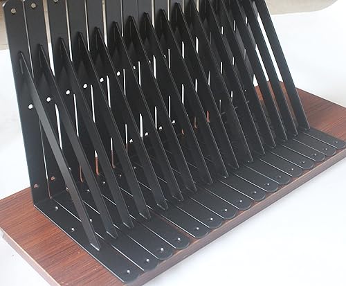 Vista 19 de Paquete de 4 soportes de estante resistentes de 8 pulgadas de largo x 6 pulgadas de alto con tornillos, soportes de estante de metal, soportes