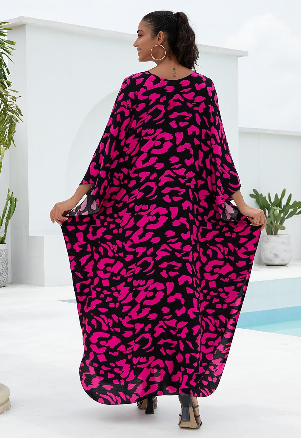 Women Animal Print Kaftan Dresses Plus Size Swimsuit Coverup 2025 Summer Bathing Suit Caftan Loungewear Beach Dress - Image 3