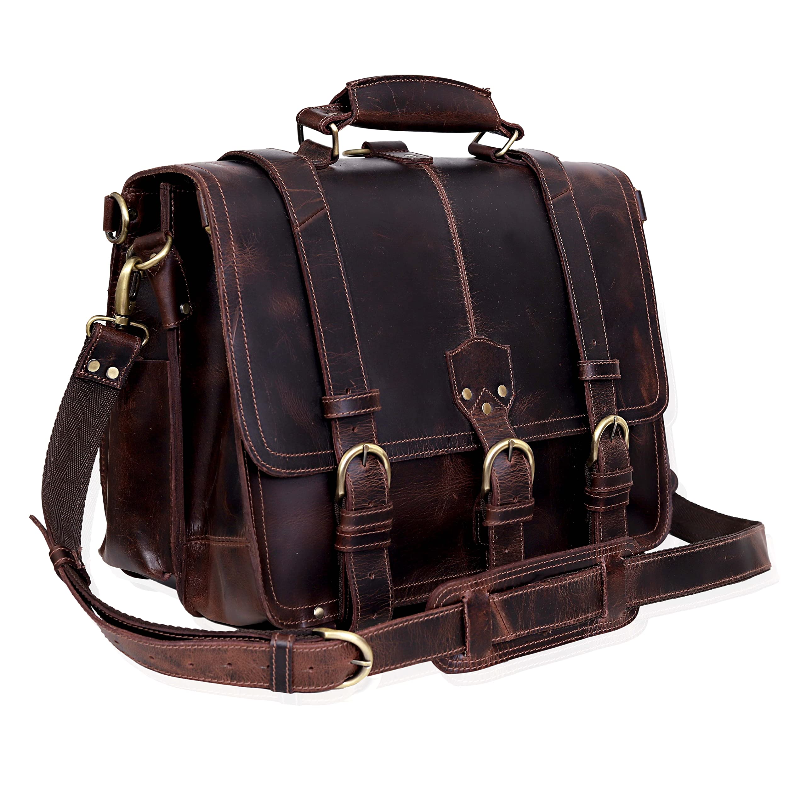 cuero Leather briefcase 18 Inch Laptop Messenger Bags for Men and Women Best Office College briefcase Shoulder Bag