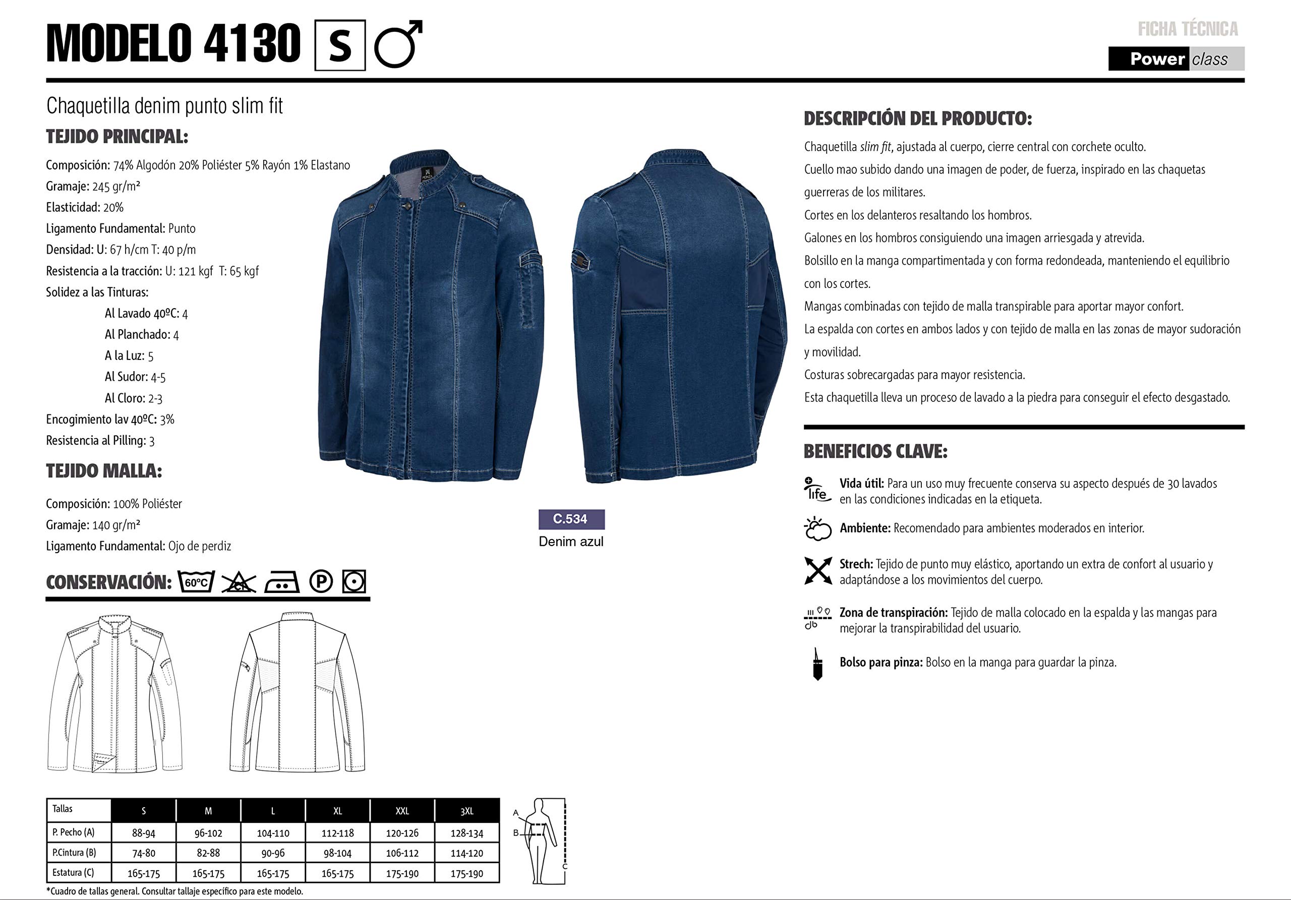 Chaquetilla Cocinero Hombre de Manga Larga con Corchetes. Tejido de Malla en Las Mangas y Espalda para Mejorar la transpirabilidad. Ropa Cocina/Hostelería. Ref: 4130