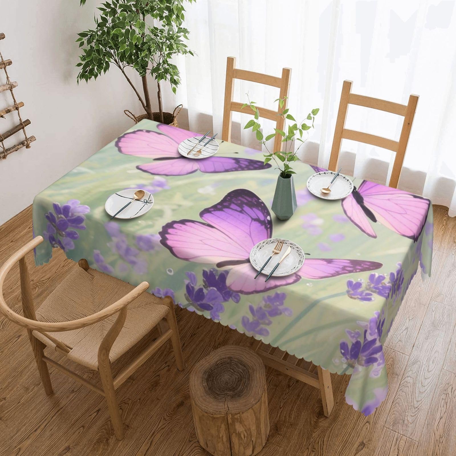 FekiLoot Rectangle Tablecloth 54 X 72 Inch, Classic Stain ‎Resistant Table Cloth Reusable Washable Table Cover Butterfly Tabletop Decor for Kitchen Dining Party Indoor Outdoor Use