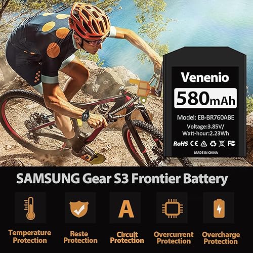 Miniatura 3 de 580mAh Batería para Samsung Gear S3 Frontier (SM-R760) y Gear S3 Classic, reemplazo de batería de alta capacidad para SM-R770, BR760, R765,