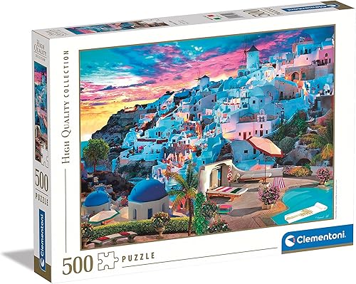 Clementoni - View of Greece - 500 Piece Puzzle - Patience and Thinking Game - Landscape Format - Net Image - Decoration - 49 x 36 Cm - Ages 14+