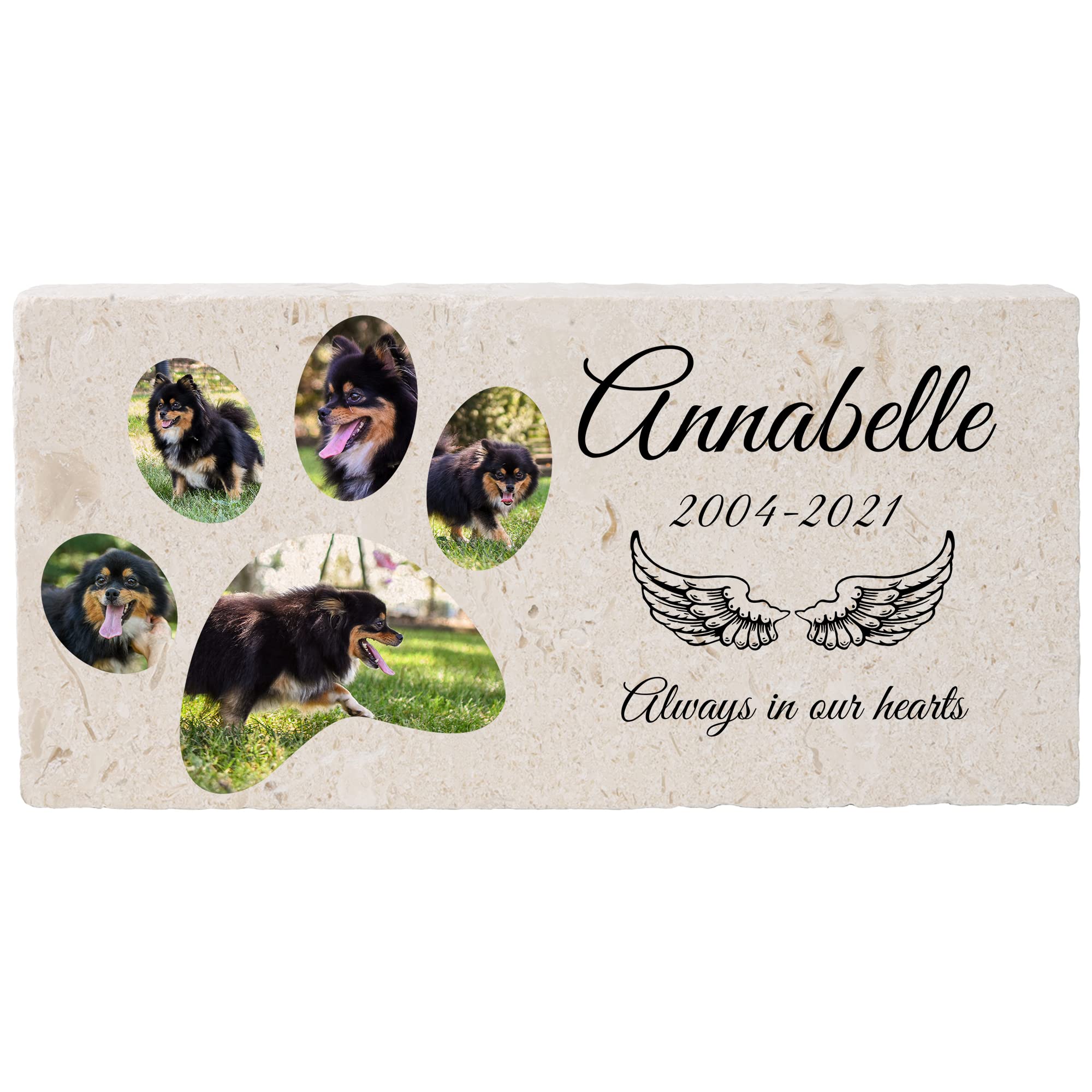 Personalized Pet Memorial with Keepsake Photo on Limestone - Headstones, Garden Stones, and Grave Markers for Dogs - Dog Memorial Stone, Pet Memorial
