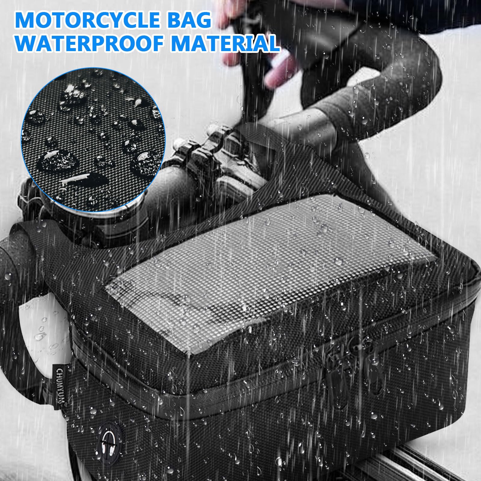 MeYuxg Torba motocyklowa, torba na kierownicę motocyklową, duża pojemność, ekran dotykowy, nawigacja w dół, pasek na ramię, wodoszczelna