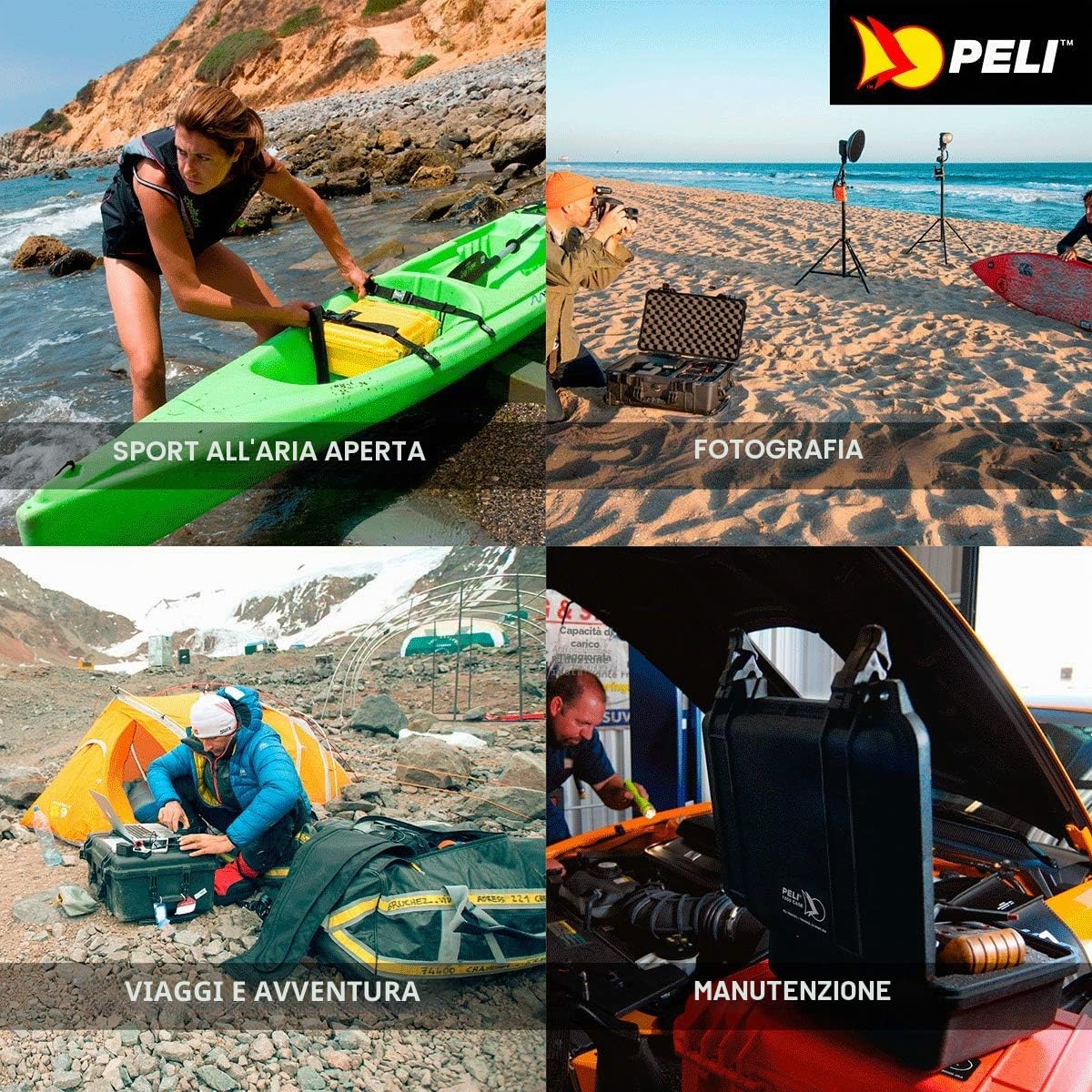 PELI 1120 Valigia protettiva rigida, IP67 Impermeabile e a Prova di Polvere, Capacità di 2L, Prodotto in USA, Con inserto in Schiuma Personalizzabile, Colore Arancione