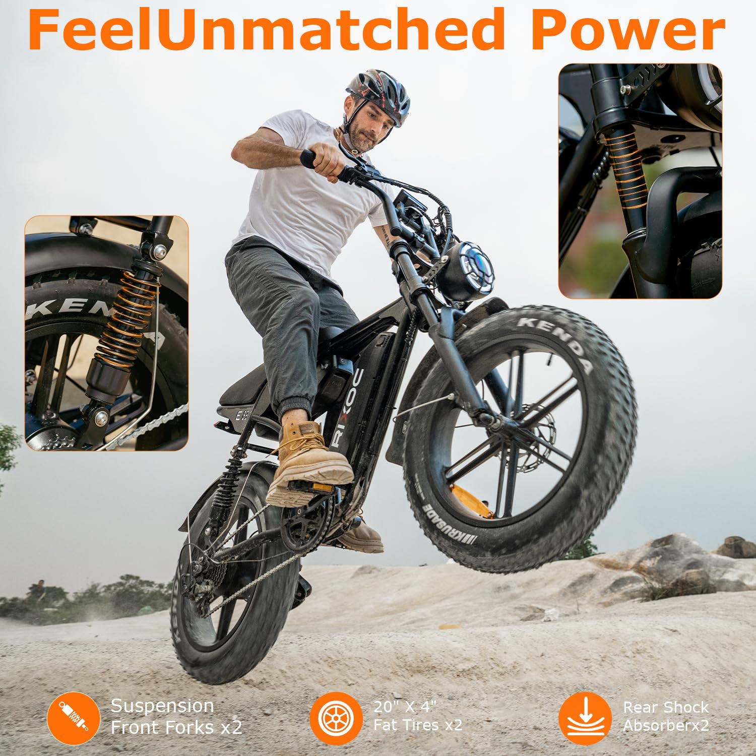 RIXOC E8/E8 Pro Electric Bike for Adults, 1000W Motor 30+MPH 48V