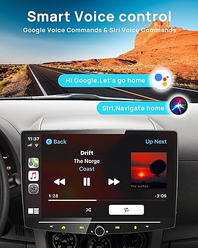Miniatura 5 de Estéreo inalámbrico de doble DIN de 10 pulgadas para Apple CarPlay y Android Auto, QLED con pantalla táctil flotante con YouTube, Netflix, TikTok,
