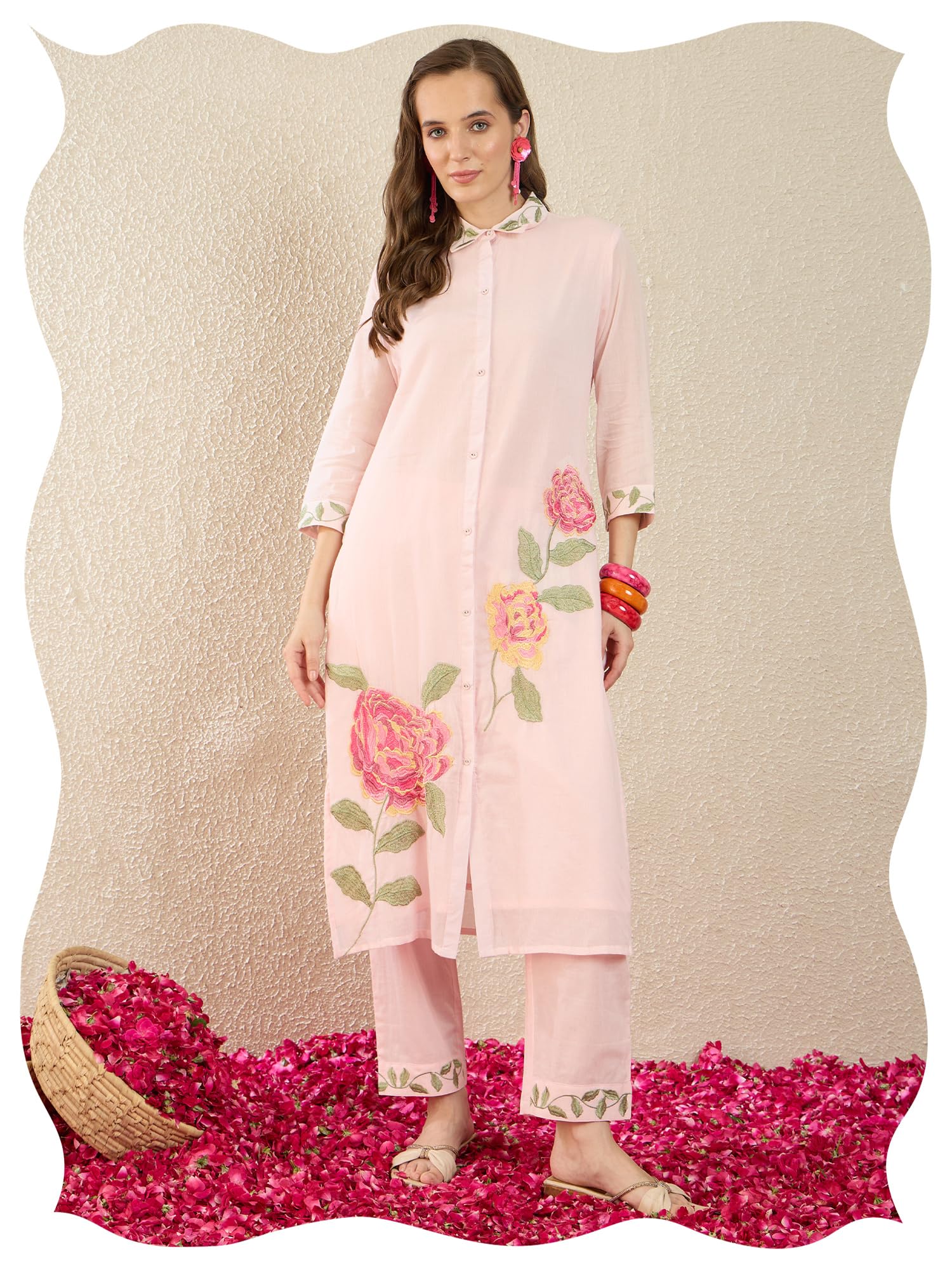 indo era Women's Cotton Ethnic Co-Ord Set | Kurta Pant Set | Stylish Cotton Suit Set for Women,11946-picture-17