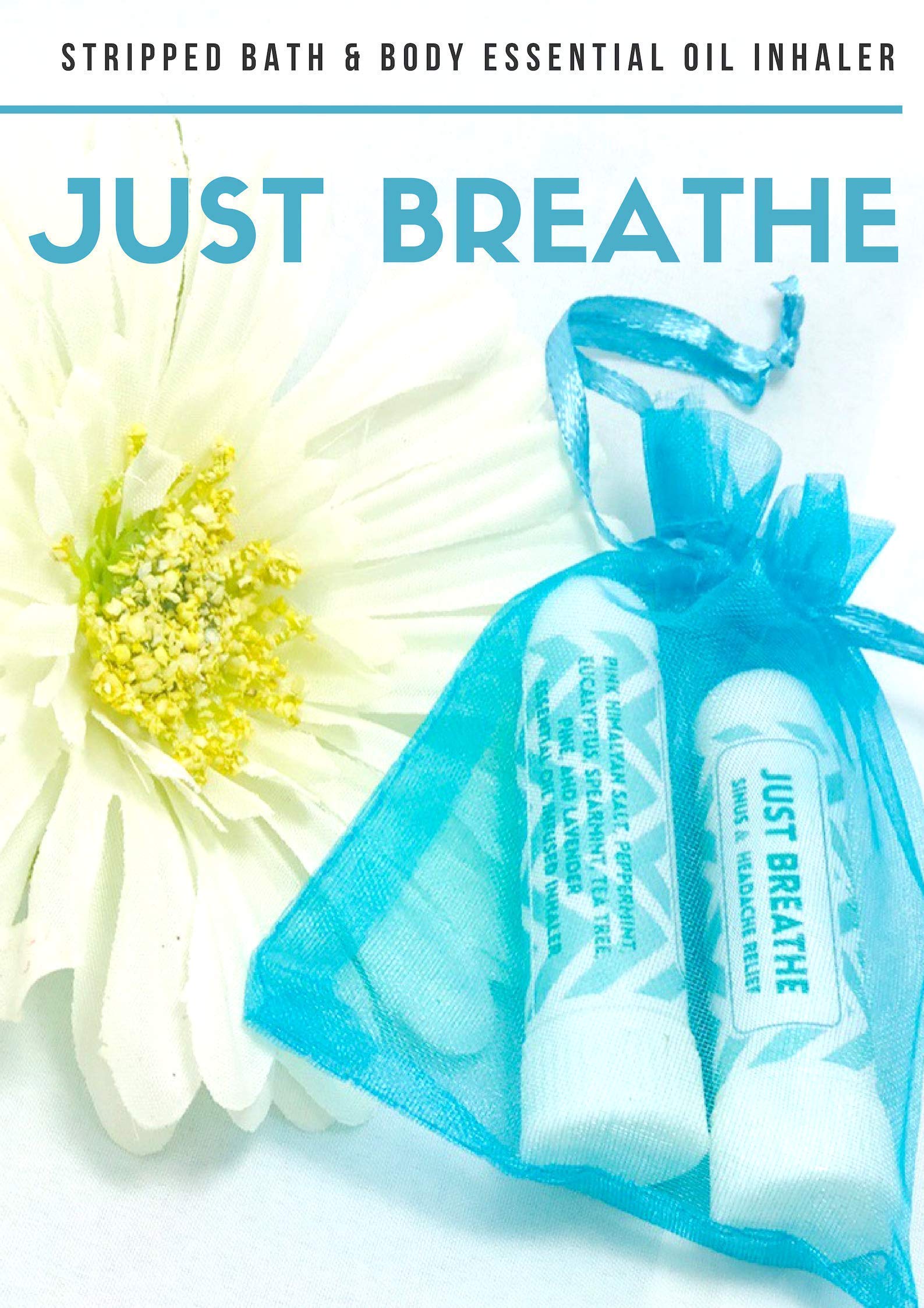 2PK JUST BREATHE Aromatherapy Inhaler | Non-Medicated Natural Sinus Relief w/Cooling Menthol, Eucalyptus, and Peppermint | Naturally Open Airways | Stocking Stuffer, Secret Santa