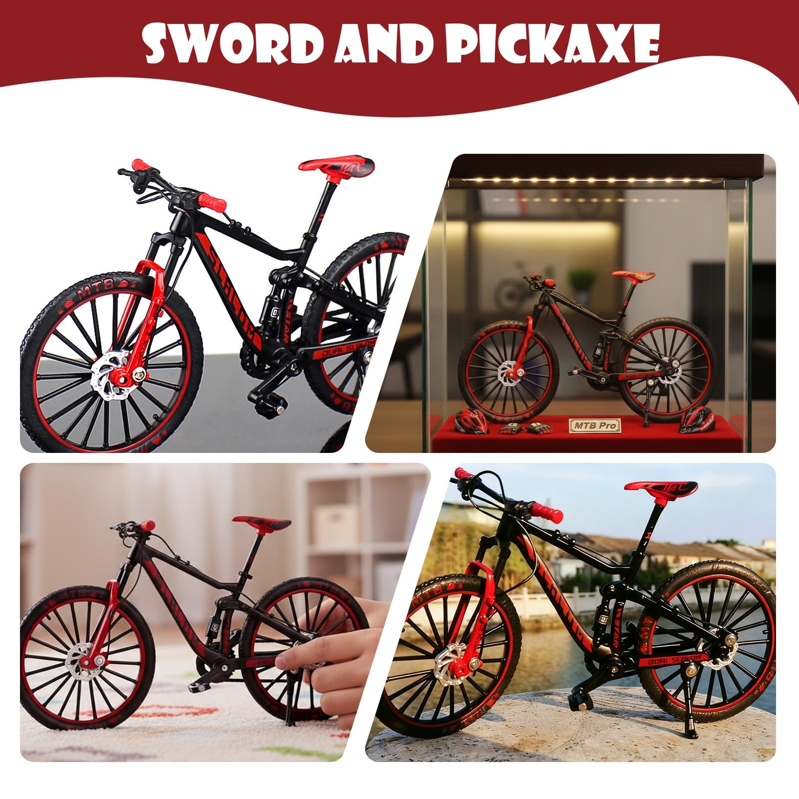 Finger BMX Bicicletta Modello 1:10 - Miniatura Mountain Bike in Lega, Decorazione realistica Bicicletta da collezione & Regalo per adulti