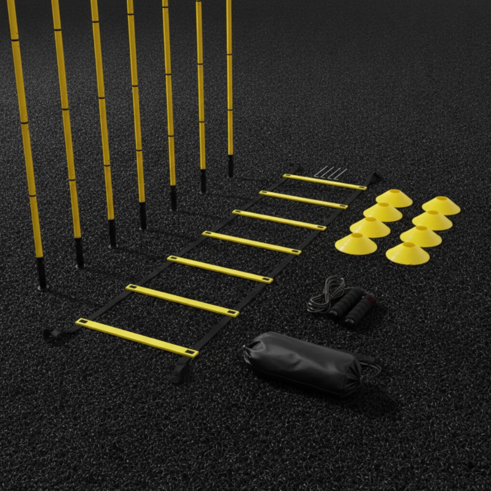 predolo Scaletta Agilità con Coni Outdoor Scaletta Coordinazione con Picchetti Compatto Set di Allenamento Picchetti per Atleti, Giardino