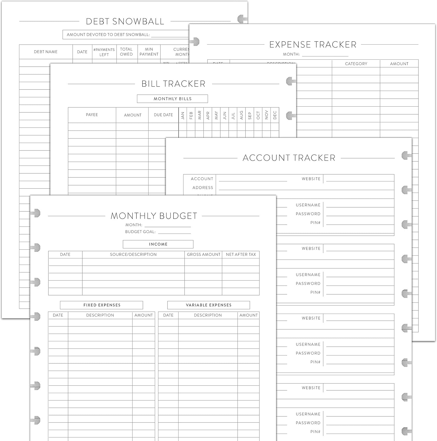 BetterNote Finance Plan Refill for Discbound Notebooks, Bill, Account, Expense, Budget, Debt Snowball, Fits Levenger Circa, The Happy Planner, Arc Systems, TUL, Talia, 1 Year Supply (9-Disc, 7"x9.25")