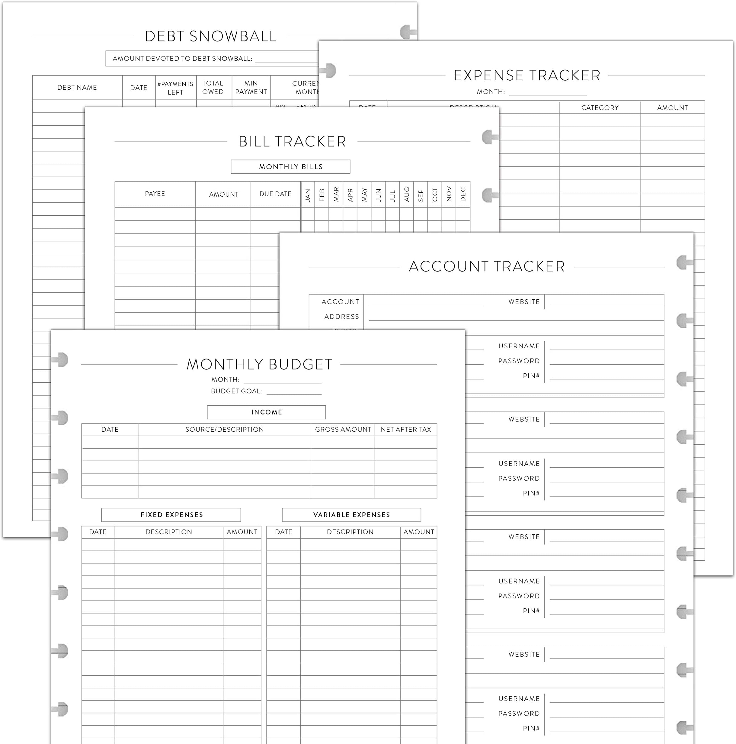 BetterNote Finance Plan Refill for Discbound Notebooks, Bill, Account, Expense, Budget, Debt Snowball, Fits Levenger Circa, The Happy Planner, Arc Systems, TUL, Talia, 1 Year Supply (9-Disc, 7"x9.25")