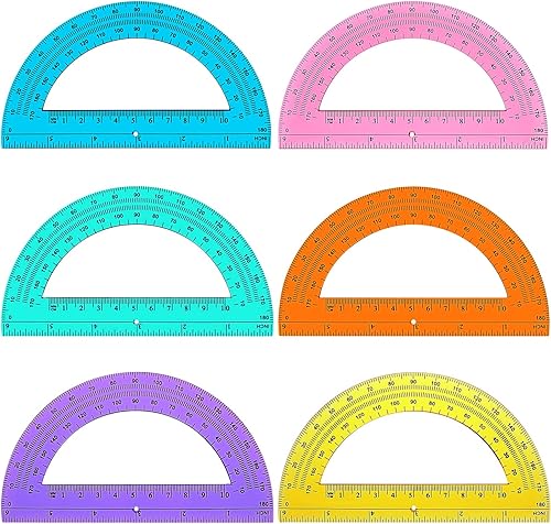 12 transportadores de plástico a granel de matemáticas de 180 grados, transportadores translúcidos de 6 pulgadas para geometría, medición de ángulo,