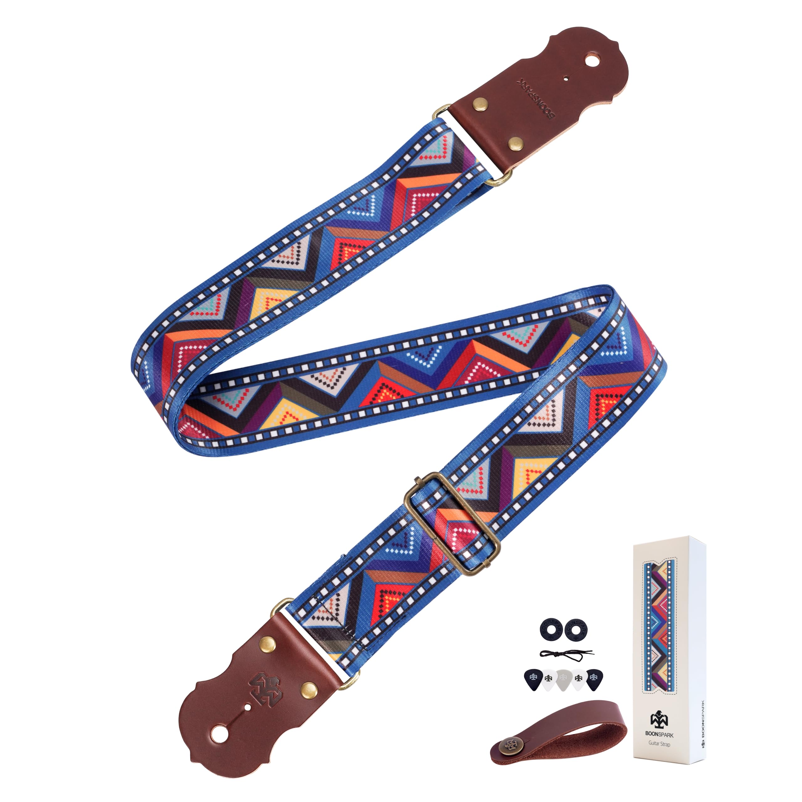 Guitar Strap - 2" Wide Thick Real Cowhide Ends,Safety &amp; Durable Guitar Straps with Soft Embroidery Adjustable Strap,Cinema Film