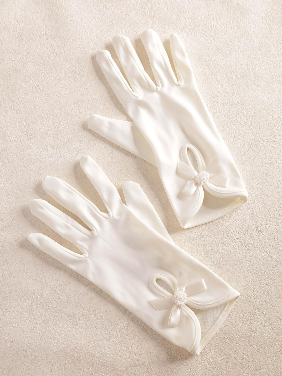 Sacina Goth White Mesh Lace Bow Gloves, Gothic 1920s Y2k Lolita Vintage Costume Accessories