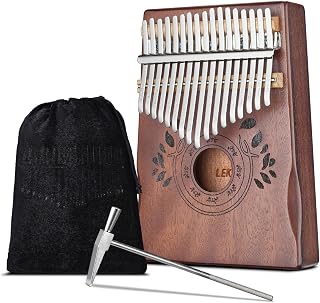 LEKATO Kalimba 17 Keys, Solid Wood Thumb Piano Portable Mbira Finger Piano Beginners C Key with Music Book, Tuning Hammer, Storage bag, Christmas Gift for Children/Teenagers/Music Lovers