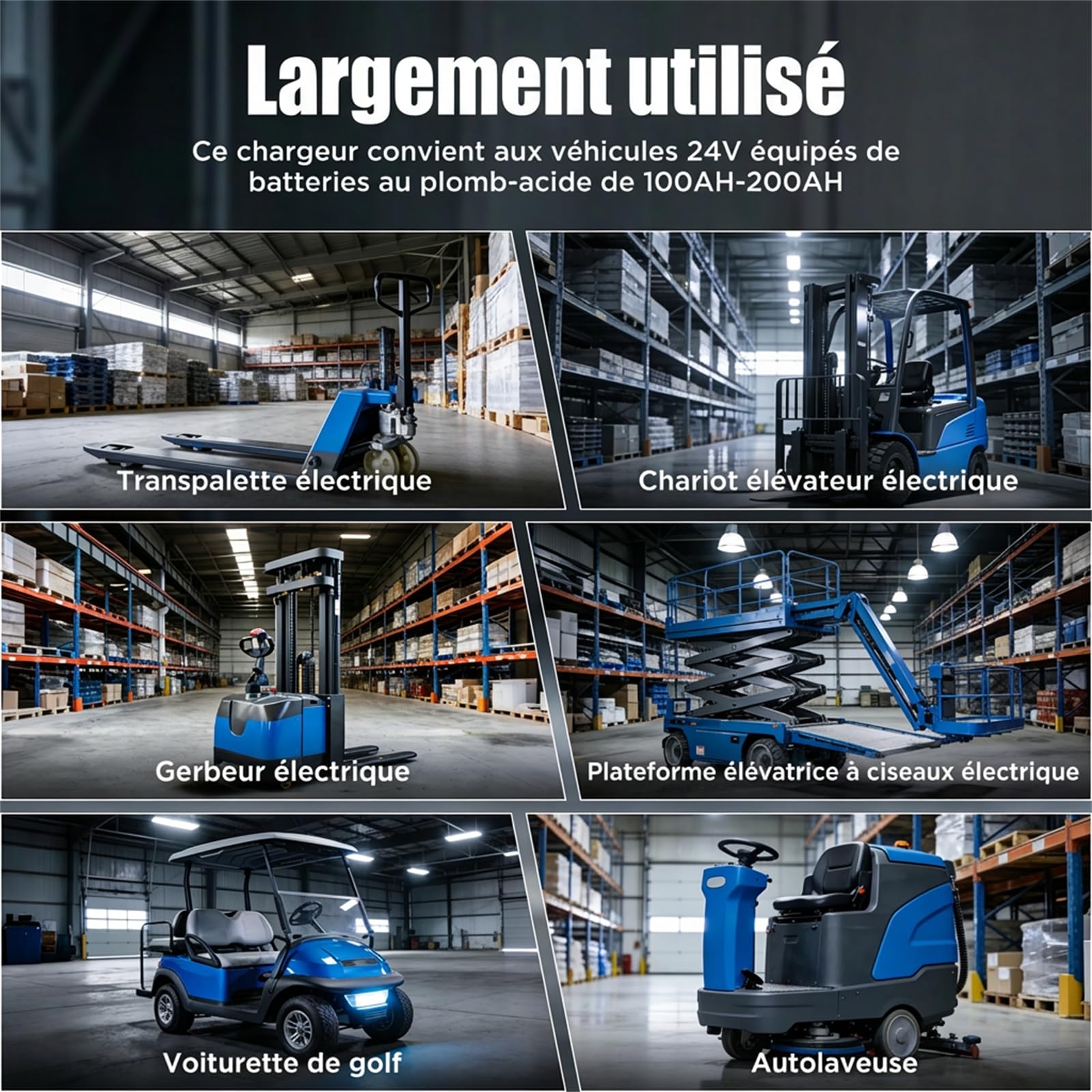 KAISAL 24V 20A Chargeur de Batterie pour Chariot élévateur, 24V Chargeur de Batterie avec Prise Anderson, Chargeur de Maintien Automatique pour Batteries au Plomb 24 V