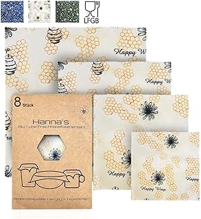 8er Set Bienenwachstücher für Lebensmittel I Beeswax Wrap I Bienenwachstuch I Wachstuch I Wiederverwendbare Wachstücher I Wachspapier Zero Waste I Frischhaltefolie wiederverwendbar