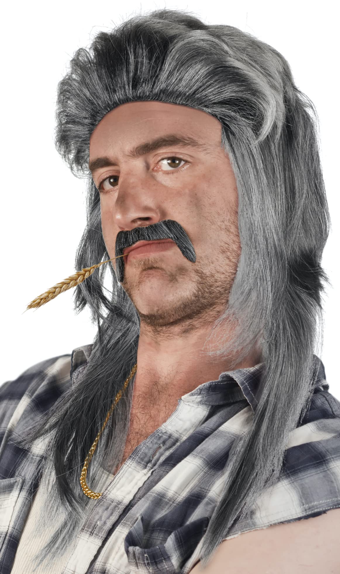 VOKUHILA PERÜCKE 80er 90er blond Mullet Proll Rocker Herren Kostüm