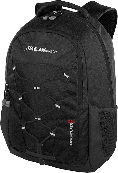 Eddie Bauer Adventurer Backpack with Organization Compartments and Hydration/Laptop Compatible Sleeve, Adventurer - Black, 25L