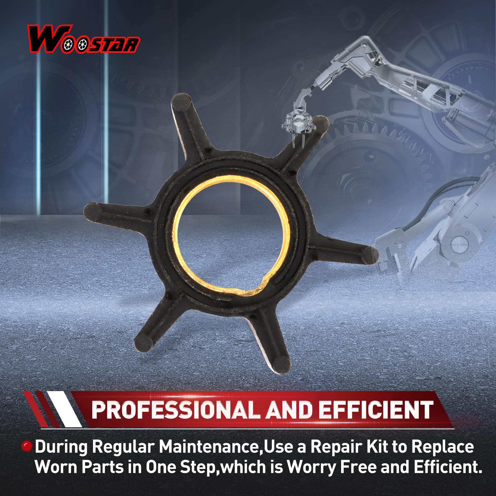 WOOSTAR Wasserpumpe Laufrad Reparatursatz Ersatz für Mercury Mariner 2 Takt 4 4.5 7.5 9.8PS Außenbordmotor OEM 47-89981Q1 47-89981T1