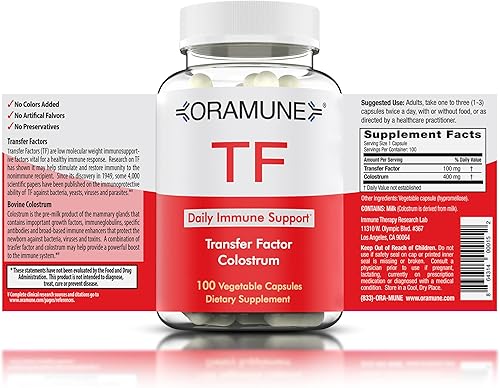 TF Suplemento de apoyo inmunológico con factor de transferencia y calostro puro, cápsulas de calostro bovino para un cuerpo resistente, suplemento