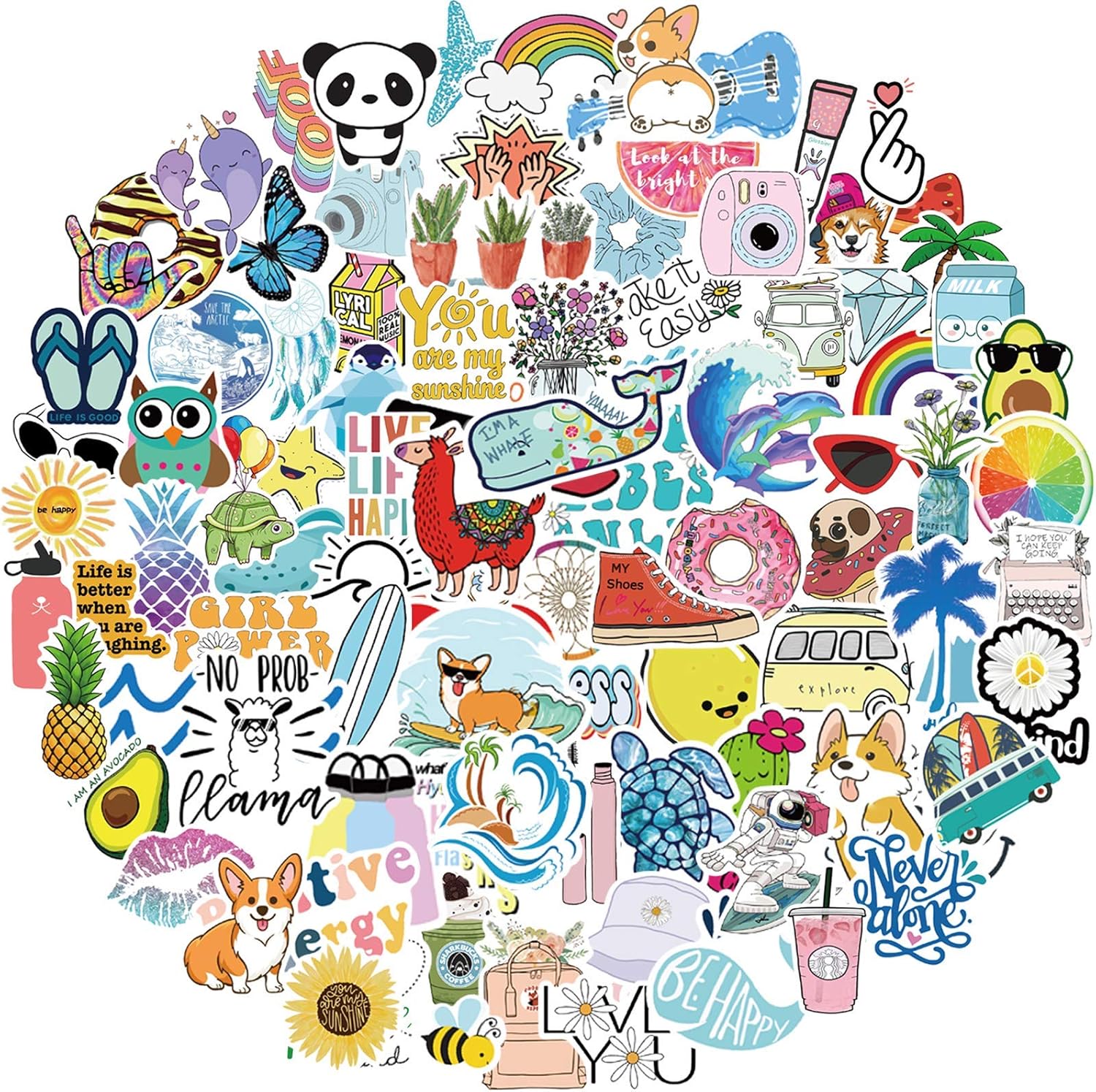 Stickers for Water Bottles, 100 Pack/PCS Cute Vsco Vinyl Aesthetic Waterproof Stickers Laptop Hydroflask Skateboard Computer Stickers for Teens Kids Girls : Toys & Games