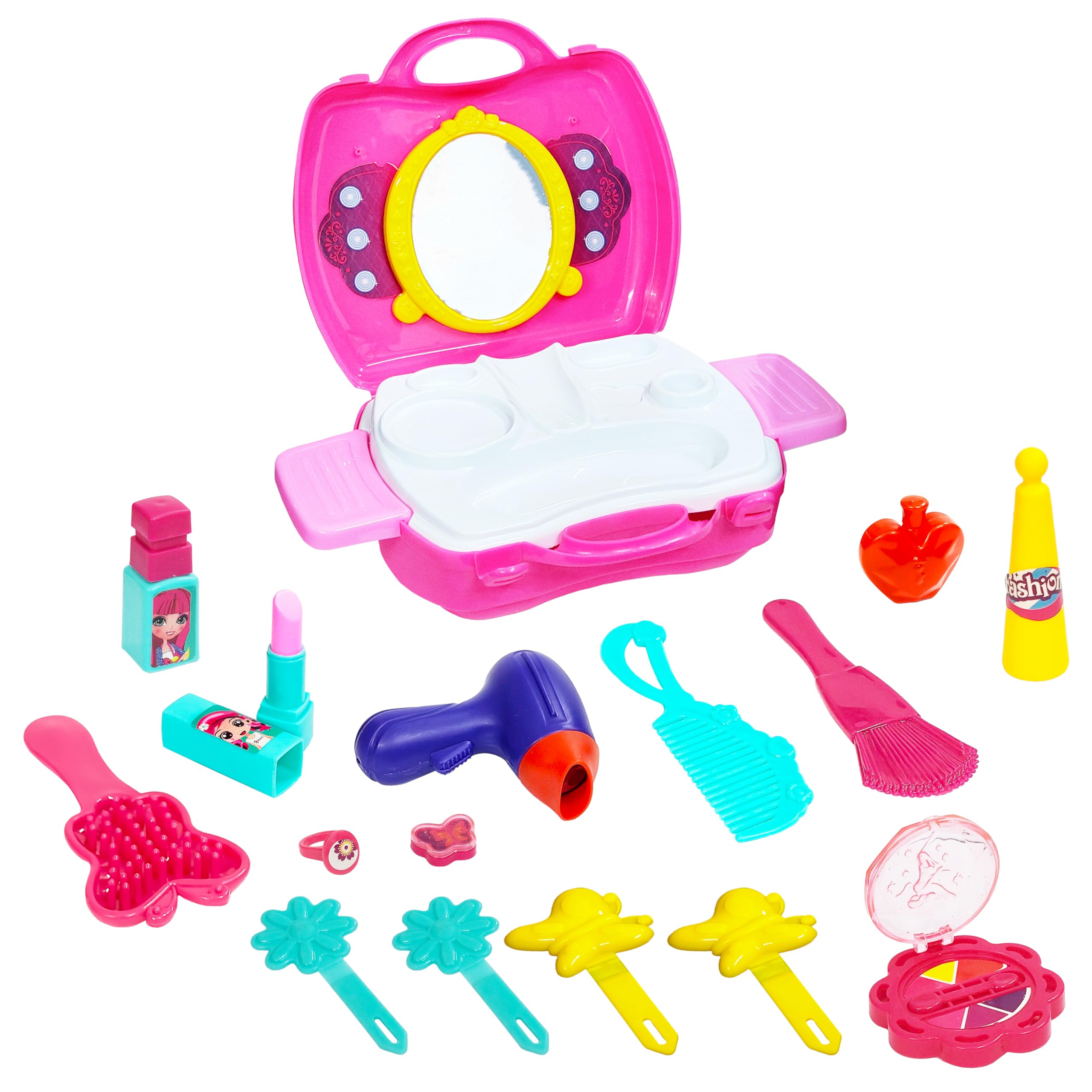 VGRASSP Makeup Roleplay Kit Toy for Girls - Pretend Play Beauty Fashion Cosmetic Accessories Suitcase (Fashion Suitcase) - Image 5 thumbnail