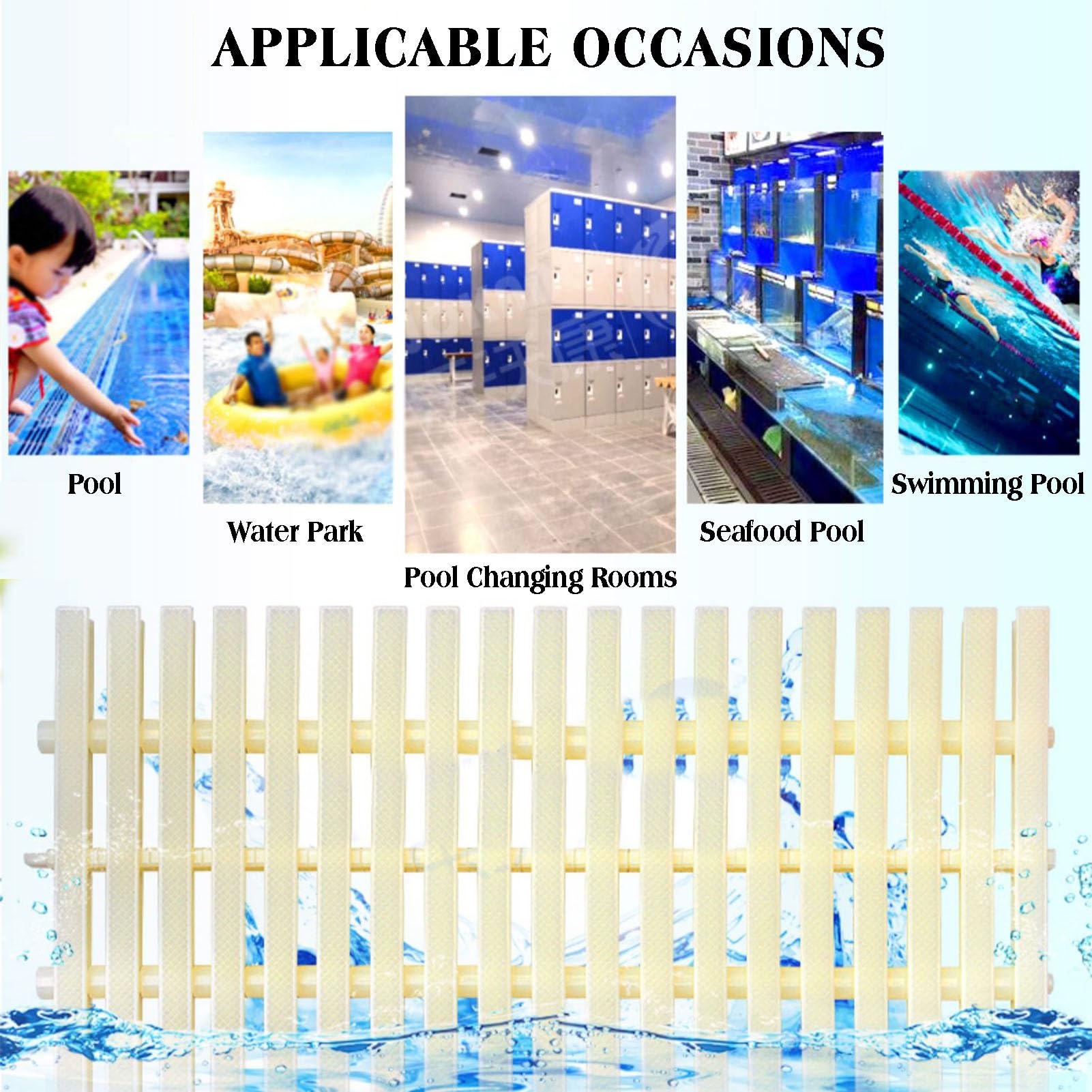 Rejillas para Piscinas, Rejilla de Drenaje para Piscinas, Cubierta de plástico ABS Resistente para entradas de vehículos, Patios y terrazas, 30x100 cm, Paquete de 6 Unidades - Equipo de prot