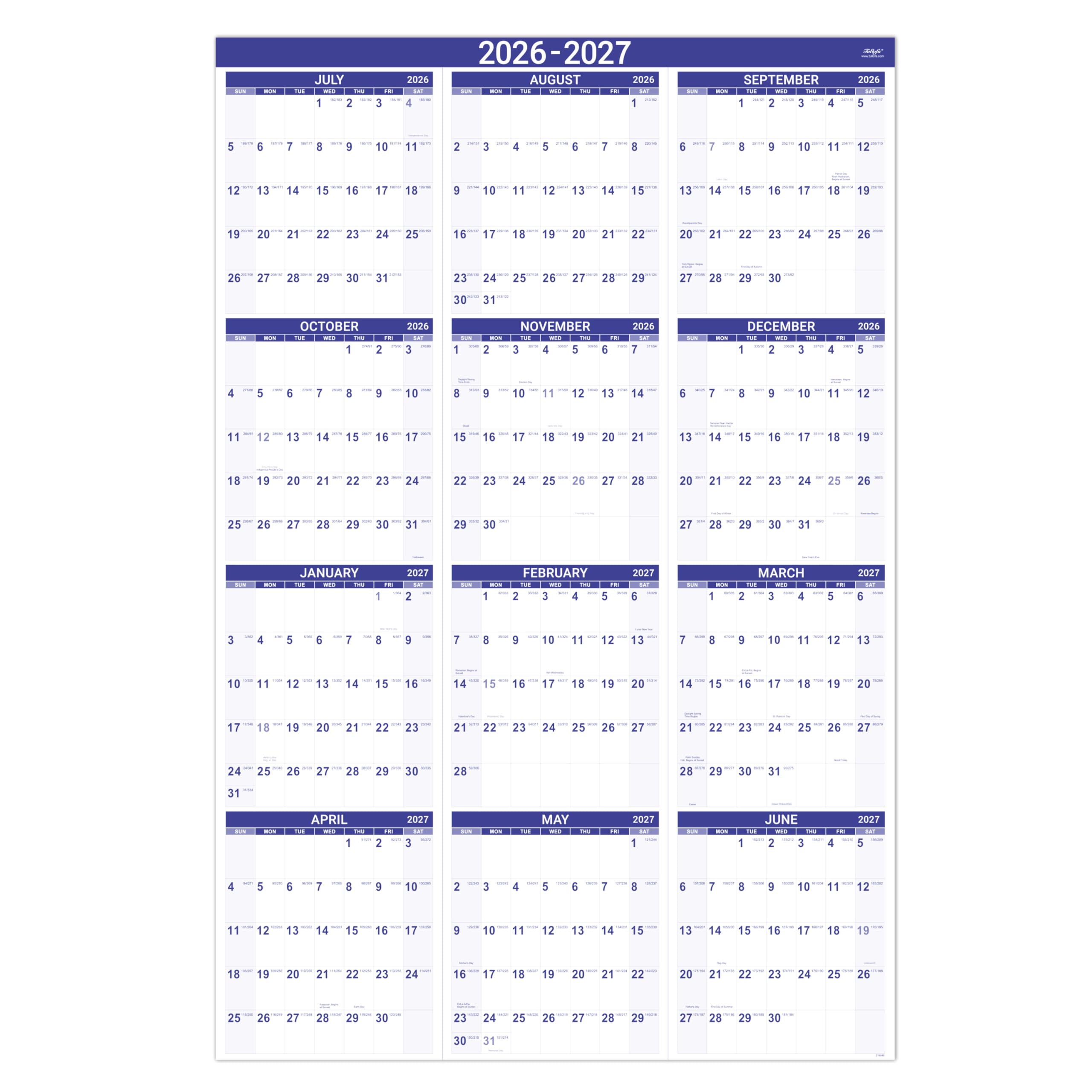 2026-2027 Yearly Wall Calendar - Calendar 2026-2027, Jul 2026