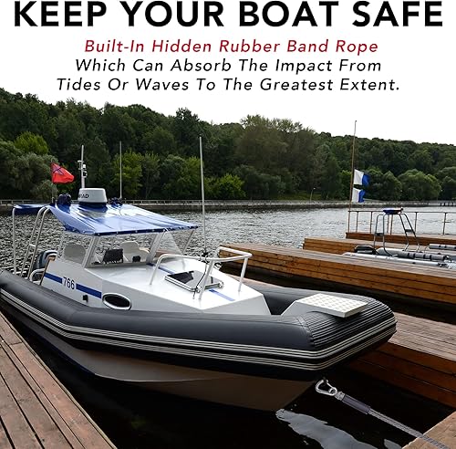 Miniatura 6 de 2 cuerdas elásticas de 4 pies x 2 + 3 pies para embarcaciones con clip de acero inoxidable accesorios para barcos PWC, amortiguador integrado,
