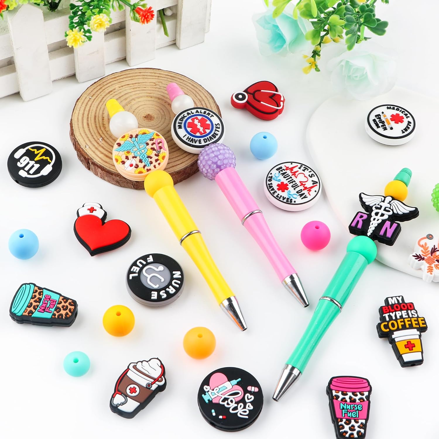 15Pcs Silicone Focal Beads for Pens, Character Silicone Beads for Keychain Making, Lanyard Making DIY Handicraft(Medical) - Image 3