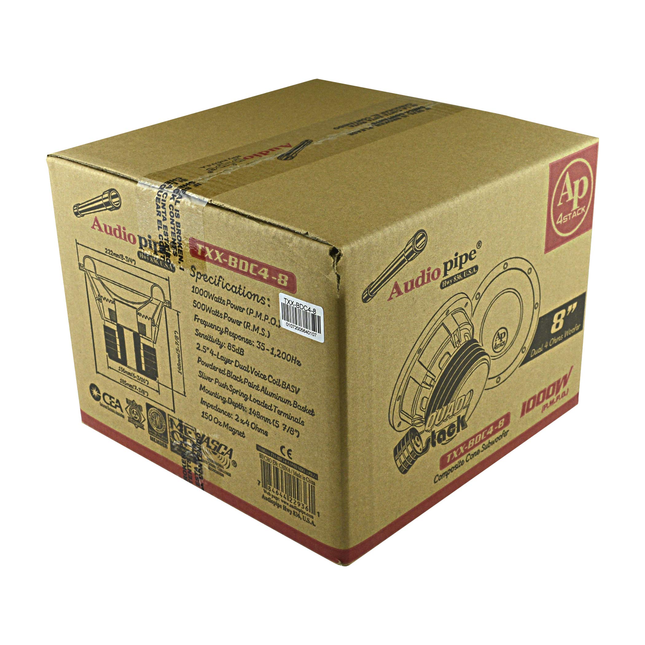 Amazon.com: Audiopipe TXX-BDC4-8 8 Inch 1000 Watt High Performance